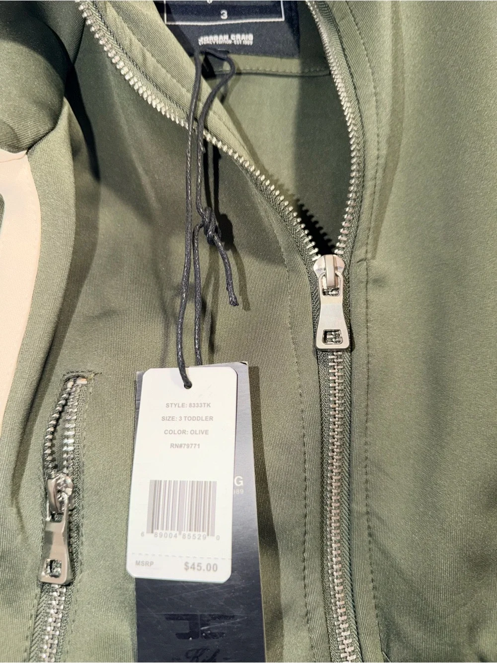Jordan Craig Boys 2-Piece Track Suit Olive Green Cream Size 3T NWT